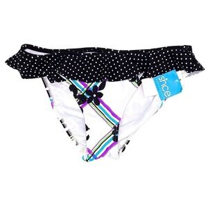 Snoce Beach Culture Bikini Bottom Large NWT Ruffle Polka Dot Floral Swim Bottom